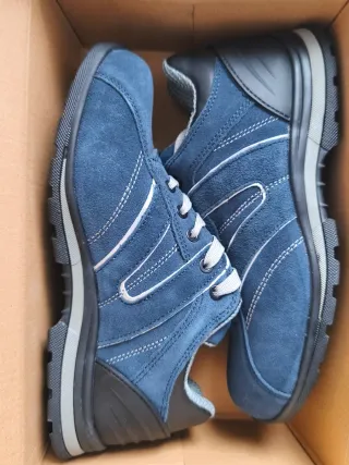 Zapatos de seguridad azules y grises