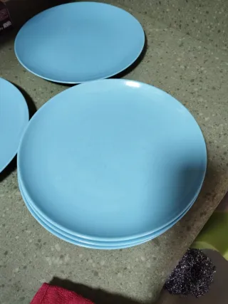 Juego de 5 Platos Llanos Ikea Azules