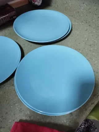 Juego de 5 Platos Llanos Ikea Azules