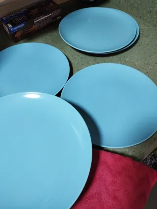 Juego de 5 Platos Llanos Ikea Azules