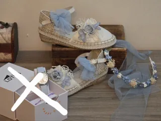 Conjunto Comunión Vestido, Esparteñas y Corona