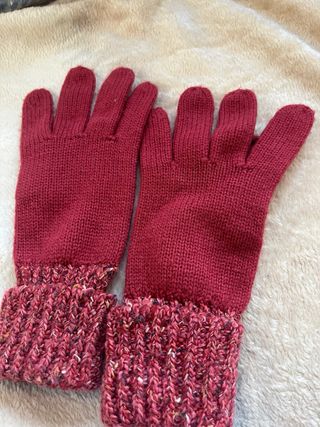 Guantes de punto burdeos