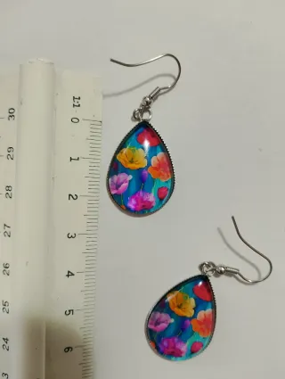 Orecchini a goccia floreali multicolore