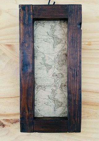 Cuadro decorativo rústico mapa mundo