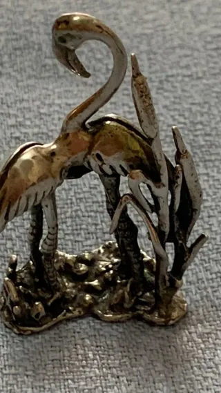 Miniatura fenicotteri vintage argento 800