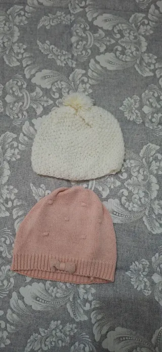 Set 2 cappellini bimba rosa e bianco