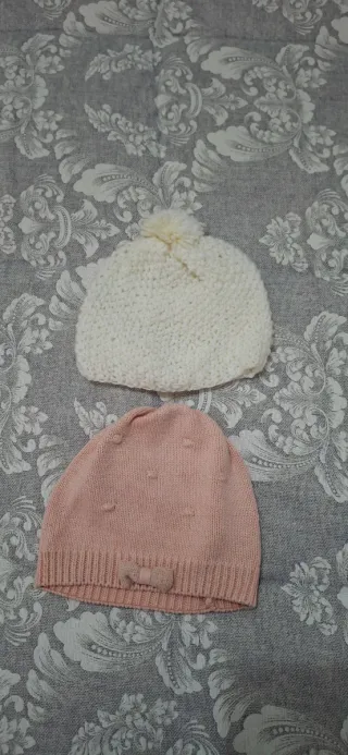 Set 2 cappellini bimba rosa e bianco