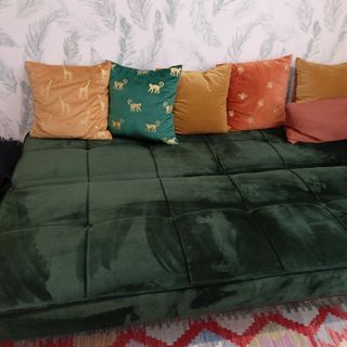 Sofá Cama 3 Plazas Terciopelo Verde