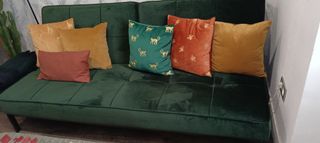 Sofá Cama 3 Plazas Terciopelo Verde