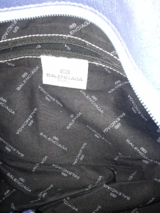 Borsa vintage Balenciaga blu metallizzato e argentato