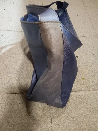 Borsa vintage Balenciaga blu metallizzato e argentato