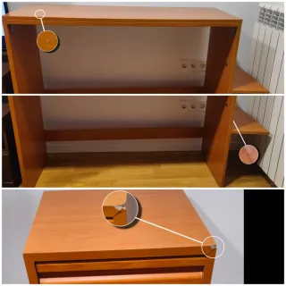 Escritorio de madera con cajonera