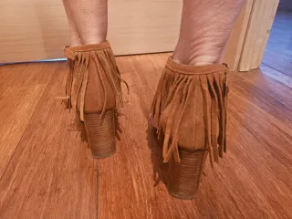 Sandalias Ante Piel Gloria Ortiz Marrones Tacón 9c