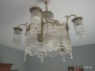 Lámpara de araña bronce cristal