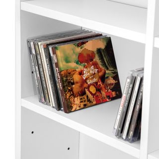 Estantería para DVD-CD, baldas ajustables, 180 x 102 x 23,5 cm, blanco