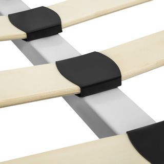 Cama con cabecero, somier, marco de acero, 200 x 140 cm, blanco