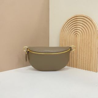 Bolso Piel Hombro/Riñonera Gris Dorado 1624