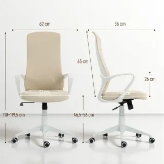 Silla de Oficina Giratoria Beige Ajustable