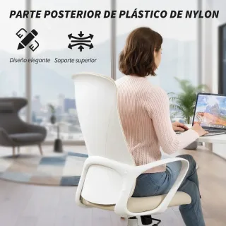 Silla de Oficina Giratoria Beige Ajustable