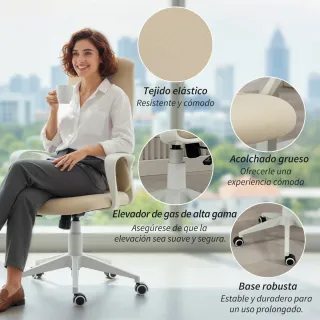 Silla de Oficina Giratoria Beige Ajustable