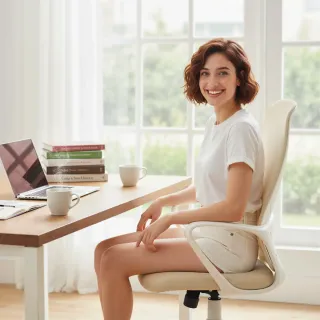 Silla de Oficina Giratoria Beige Ajustable