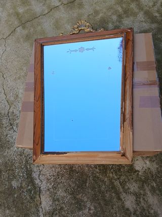 Espejo antiguo madera copete