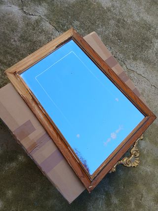 Espejo antiguo madera copete