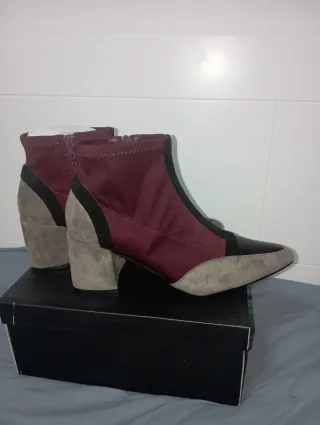 Botines Buonarotti grises y bourdeos