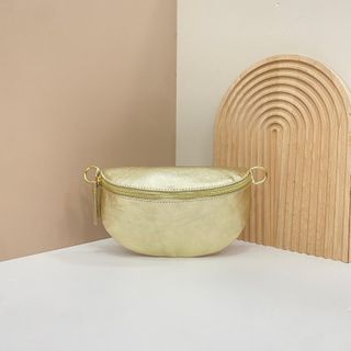 Bolso piel auténtica dorado hombro/riñonera 1625