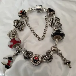 Pulsera Mickey y Minnie Mouse Plata