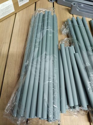 SONGMICS Zapatero de 3 Niveles, Zapatero de Metal, Organizador de Zapatos, para 12-15 Pares de Zapatos, Apilable, Pasillo, 30 x 92 x 55 cm, Gris LSA303G01