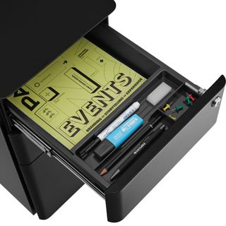 Cajonera con ruedas con 2 cajones y 1 archivador 30x50x59,5 cm negro