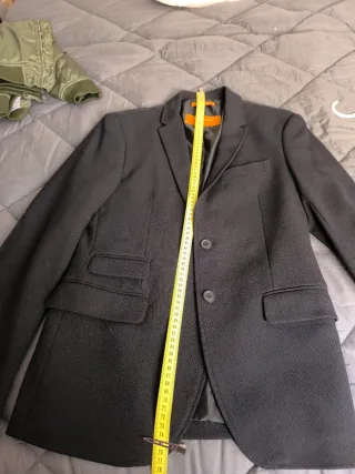 Americana chico negra bolsillos delanteros e inter