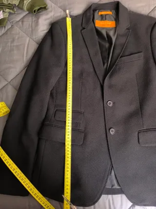 Americana chico negra bolsillos delanteros e inter