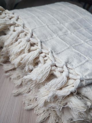 Gran COLCHA / PLAID Boho Algodón Crudo (260x220)