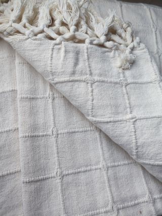 Gran COLCHA / PLAID Boho Algodón Crudo (260x220)