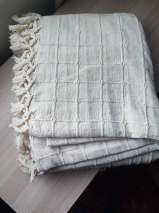 Gran COLCHA / PLAID Boho Algodón Crudo (260x220)