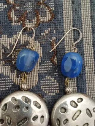 Orecchini Argento 925 Pietra Dura Blu