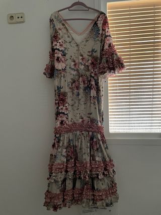 Vestido Flamenco Largo Estampado Floral