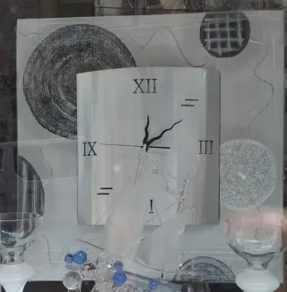 Cuadro Reloj Plata 70x70 cm