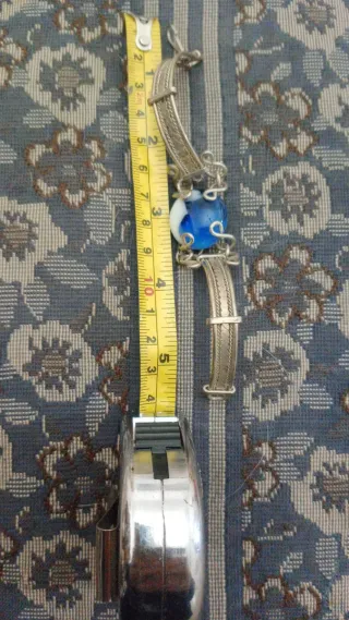 Bracciale Argento 14cm con Perla Blu