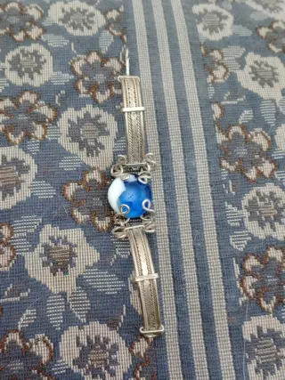 Bracciale Argento 14cm con Perla Blu