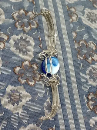 Bracciale Argento 14cm con Perla Blu