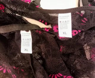 Conjunto Lenceria Negro y Rosa Talla XL