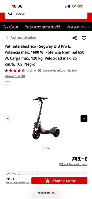 Patinete Eléctrico Segway ZT3 Pro