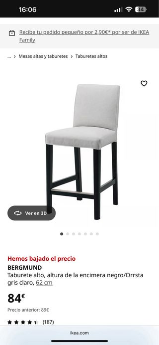 4 Taburetes BERGMUND IKEA