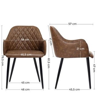 SONGMICS Silla de Comedor, Silla con Reposabrazos