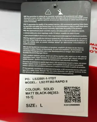 Casco Moto Integral LS2 Negro