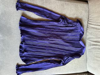 Camisa Mango azul/morada plisada