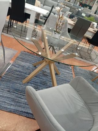 Mesa Redonda Cristal y Metal